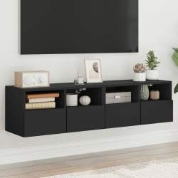 vidaXL Muebles de TV de pared 2 uds madera ingeniería negro 60x30x30cm