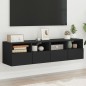 vidaXL Muebles de TV de pared 2 uds madera ingeniería negro 60x30x30cm