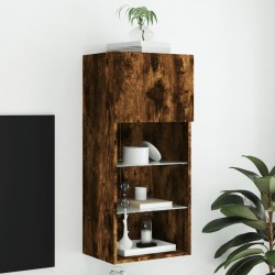 vidaXL Mueble para TV con luces LED roble ahumado 40,5x30x90 cm