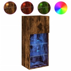 vidaXL Mueble para TV con luces LED roble ahumado 40,5x30x90 cm