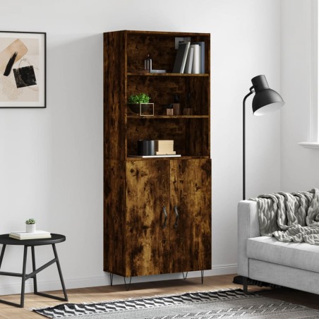 vidaXL Aparador alto madera contrachapada roble ahumado 69,5x34x180 cm