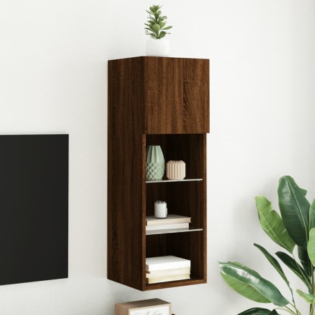 vidaXL Mueble para TV con luces LED roble marrón 30,5x30x90 cm