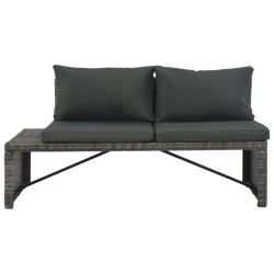 vidaXL Set de salón para jardín 3 pzs y cojines ratán sintético gris