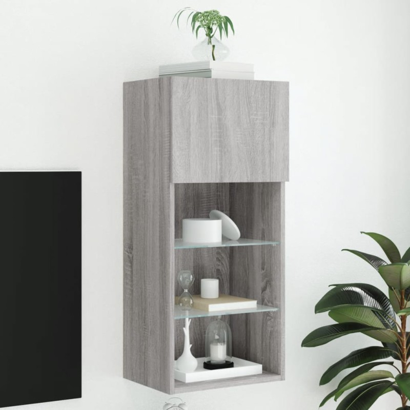 vidaXL Mueble para TV con luces LED gris Sonoma 40,5x30x90 cm
