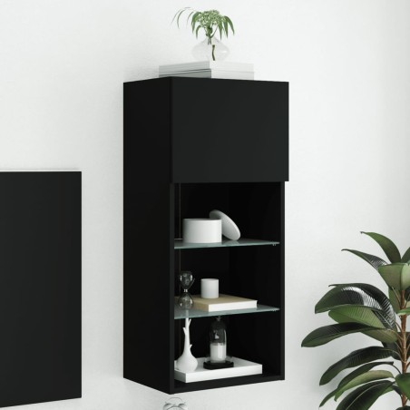 vidaXL Mueble para TV con luces LED negro 40,5x30x90 cm
