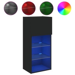 vidaXL Mueble para TV con luces LED negro 40,5x30x90 cm