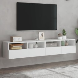 vidaXL Muebles de pared TV 2 uds madera ingeniería blanco 80x30x30 cm