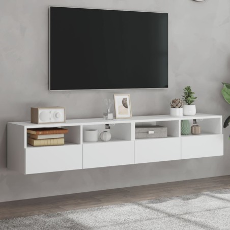 vidaXL Muebles de pared TV 2 uds madera ingeniería blanco 80x30x30 cm