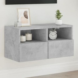 vidaXL Mueble de pared TV madera ingeniería gris hormigón 60x30x30 cm