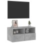 vidaXL Mueble de pared TV madera ingeniería gris hormigón 60x30x30 cm vidaXL Mueble de pared TV madera ingeniería gris hormigón 60x30x30 cm