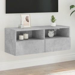 vidaXL Mueble de pared TV madera ingeniería gris hormigón 80x30x30 cm