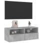 vidaXL Mueble de pared TV madera ingeniería gris hormigón 80x30x30 cm