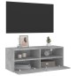 vidaXL Mueble de pared TV madera ingeniería gris hormigón 80x30x30 cm