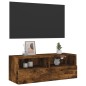 vidaXL Mueble de pared TV madera ingeniería roble ahumado 80x30x30 cm vidaXL Mueble de pared TV madera ingeniería roble ahumado 80x30x30 cm