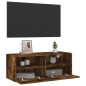 vidaXL Mueble de pared TV madera ingeniería roble ahumado 80x30x30 cm vidaXL Mueble de pared TV madera ingeniería roble ahumado 80x30x30 cm