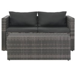 vidaXL Set de salón para jardín 6 pzs y cojines ratán sintético gris