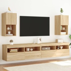 vidaXL Muebles de TV con luces LED 2 uds roble Sonoma 30,5x30x60 cm