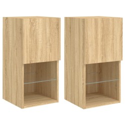 vidaXL Muebles de TV con luces LED 2 uds roble Sonoma 30,5x30x60 cm
