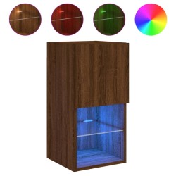 vidaXL Mueble para TV con luces LED roble marrón 30,5x30x60 cm