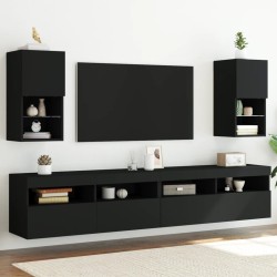 vidaXL Muebles para TV con luces LED 2 uds negro 30,5x30x60 cm