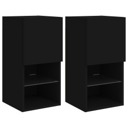 vidaXL Muebles para TV con luces LED 2 uds negro 30,5x30x60 cm