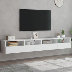 vidaXL Muebles de pared TV 2 uds madera ingeniería blanco 100x30x30 cm