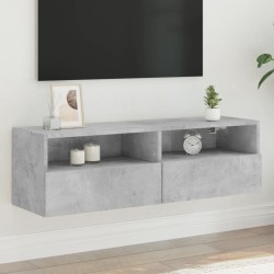 vidaXL Mueble de pared TV madera ingeniería gris hormigón 100x30x30 cm