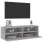 vidaXL Mueble de pared TV madera ingeniería gris hormigón 100x30x30 cm