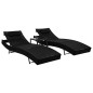 vidaXL Tumbonas con mesita 2 unidades ratán sintético textilene negro vidaXL Tumbonas con mesita 2 unidades ratán sintético textilene negro