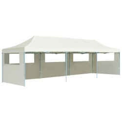 vidaXL Carpa de fiestas pop-up plegable con 5 paredes crema 3x9 m