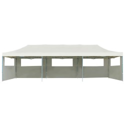 vidaXL Carpa de fiestas pop-up plegable con 5 paredes crema 3x9 m