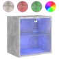 vidaXL Mesita de noche de pared con luces LED gris hormigón