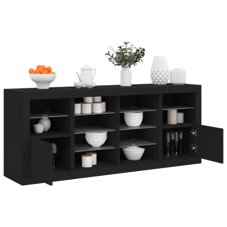 vidaXL Aparador con luces LED negro 163x37x67 cm