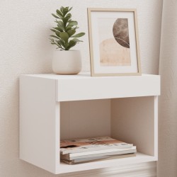 vidaXL Mesitas de noche de pared con luces LED 2 unidades blanco