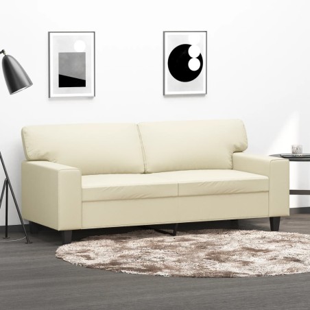 vidaXL Sofá de 2 plazas de cuero sintético color crema 140 cm