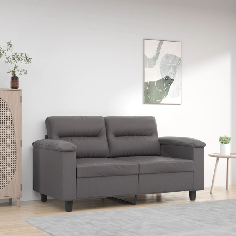 vidaXL Sofá de 2 plazas de cuero sintético gris 120 cm vidaXL Sofá de 2 plazas de cuero sintético gris 120 cm