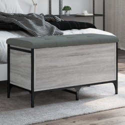 vidaXL Banco con almacenaje madera ingeniería gris Sonoma 82x42x45 cm