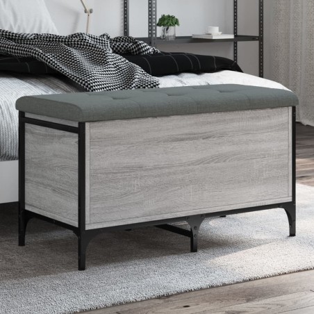 vidaXL Banco con almacenaje madera ingeniería gris Sonoma 82x42x45 cm