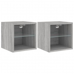 vidaXL Muebles TV de pared luces LED 2 uds gris Sonoma 30x28,5x30 cm