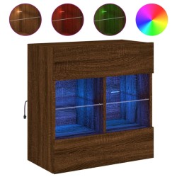vidaXL Mueble TV de pared con luces LED roble marrón 58,5x30x60,5 cm