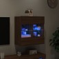 vidaXL Mueble TV de pared con luces LED roble marrón 58,5x30x60,5 cm
