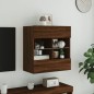 vidaXL Mueble TV de pared con luces LED roble marrón 58,5x30x60,5 cm