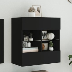 vidaXL Mueble de TV de pared con luces LED negro 58,5x30x60,5 cm