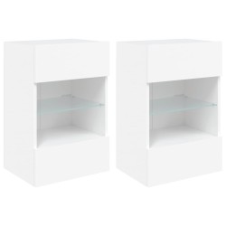 vidaXL Muebles de TV de pared con luces LED 2 uds blanco 40x30x60,5 cm