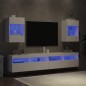 vidaXL Muebles de TV de pared con luces LED 2 uds blanco 40x30x60,5 cm