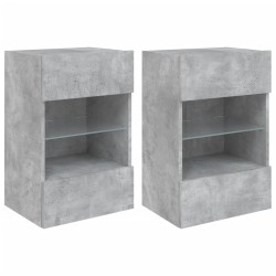 vidaXL Muebles TV de pared luces LED 2 uds gris hormigón 40x30x60,5 cm