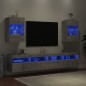 vidaXL Muebles TV de pared luces LED 2 uds gris hormigón 40x30x60,5 cm