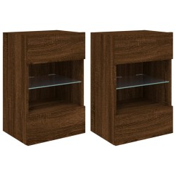 vidaXL Muebles TV de pared luces LED 2 uds roble marrón 40x30x60,5 cm