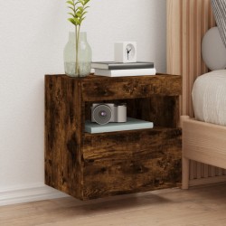 vidaXL Mueble de TV de pared con luces LED roble ahumado 40x30x40 cm