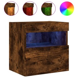 vidaXL Mueble de TV de pared con luces LED roble ahumado 40x30x40 cm
